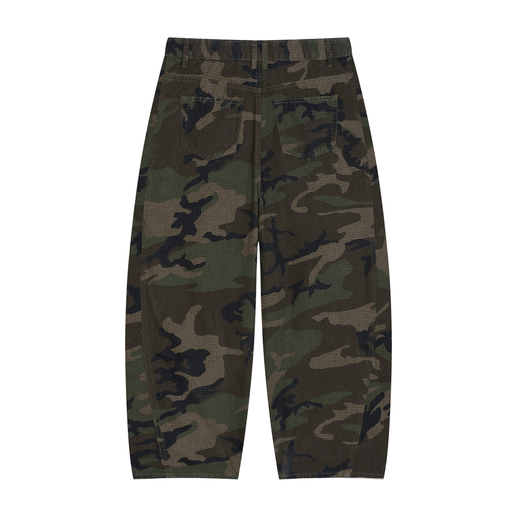 Camo Barrel Leg Cargo Pants - Unisex